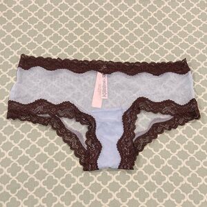 Victoria’s Secret Tease Mesh Lace Trim Cheeky Light Blue XL NWT